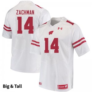 Men's Wisconsin Badgers NCAA #14 Preston Zachman White Authentic Under Armour Big & Tall Stitched College Football Jersey TD31C46FH